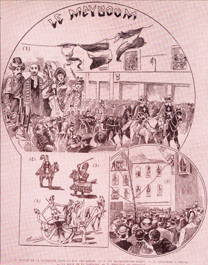 Le Meyboom ie 1886, dessin de Eschbach, Le Globe Illustré, Bruxelles(1885-1886), n° 29 de août 1886